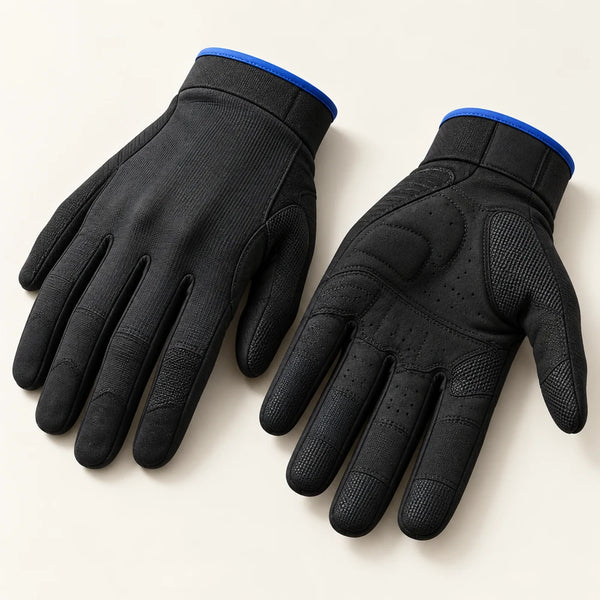 AI-generated concept: black courier gloves studio photograph